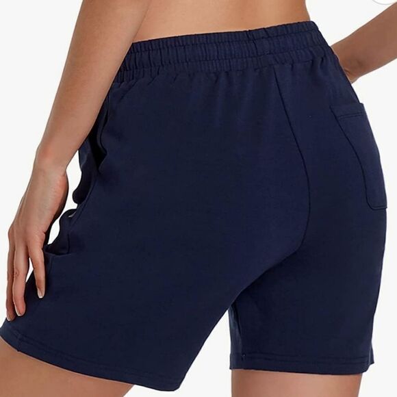 Spowind Navy Blue Women's Cotton Elastic Shorts With Pockets NWT Size S - Picture 2 of 9